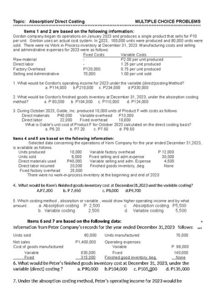 Master Activity-Based Costing with Multiple Choice Questions and Answers PDF