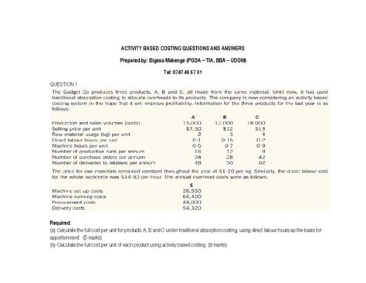 Activity-Based Costing Questions & Answers PDF: Expert Guide