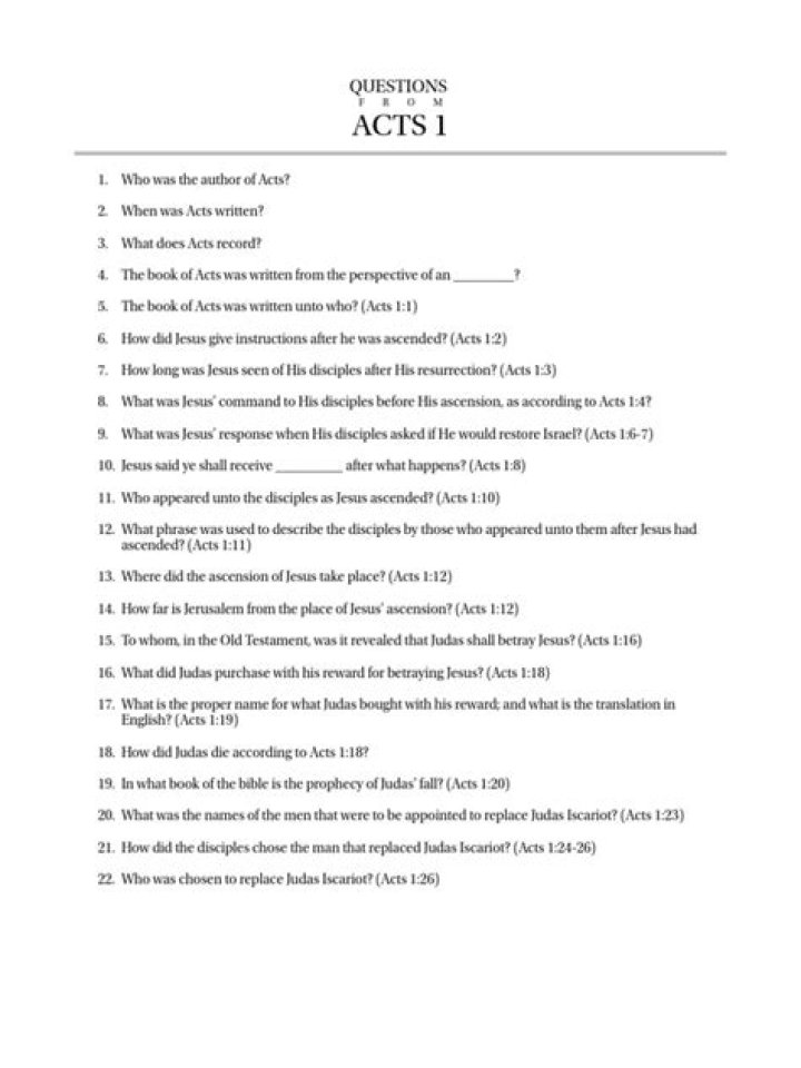 Acts Bible Quiz with Answers PDF in Tamil