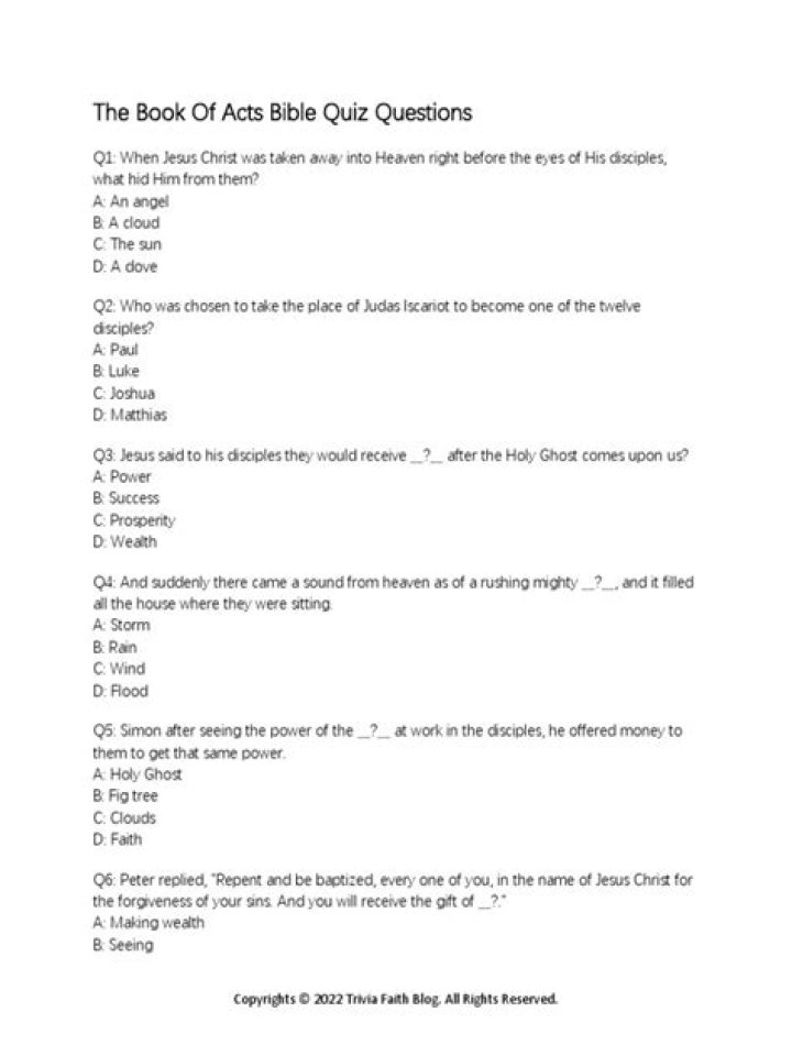 Acts Bible Quiz with Answers PDF – Test Your Knowledge