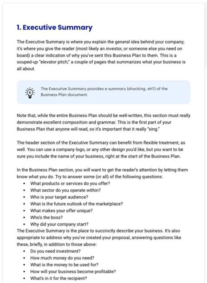 Actual Business Plan PDF Template for Real Success
