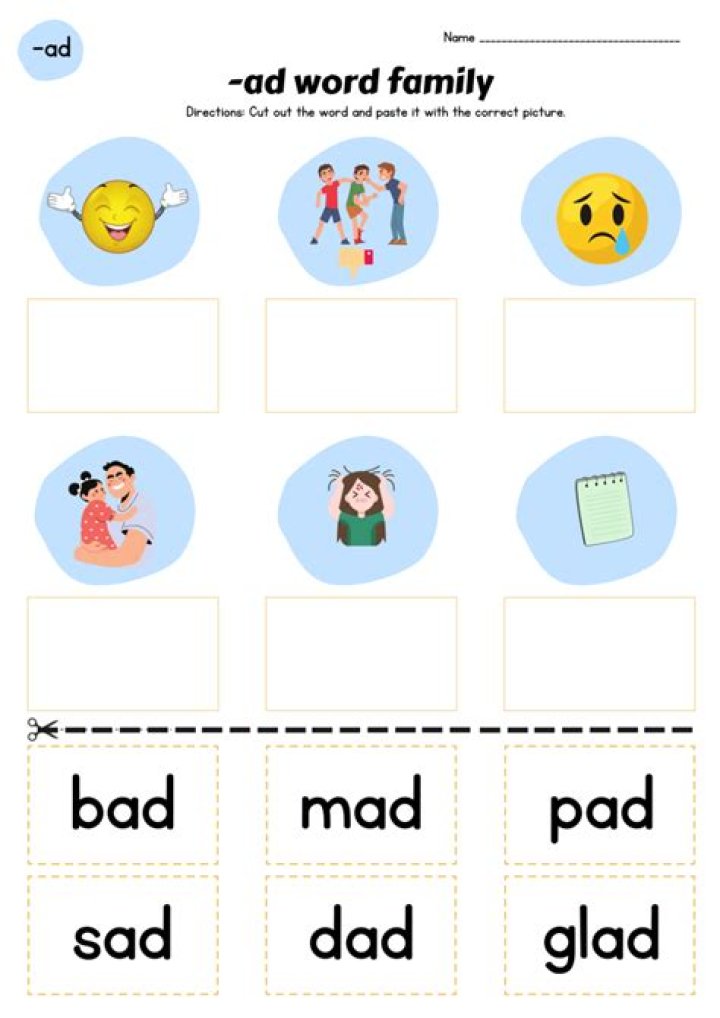 Ad Word Family Worksheets PDF for Free Download