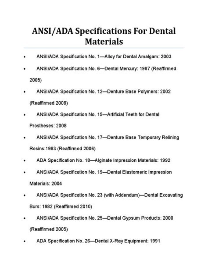 ADA Specification Number List PDF – Official Compliance Guide