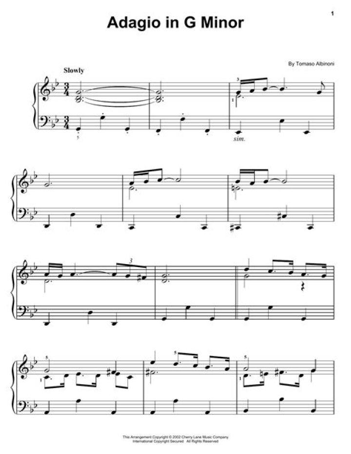 Download Adagio in G Minor Piano Sheet Music PDF – Play this Classical Masterpiece Today