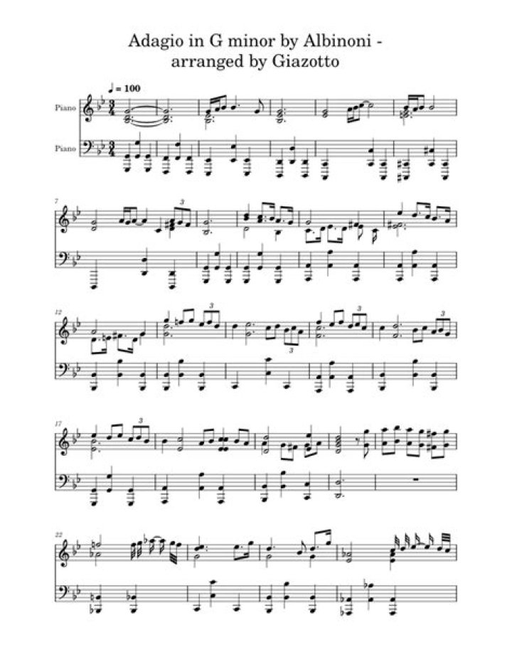 Adagio in G Minor Sheet Music PDF – Download Complete Classical Score