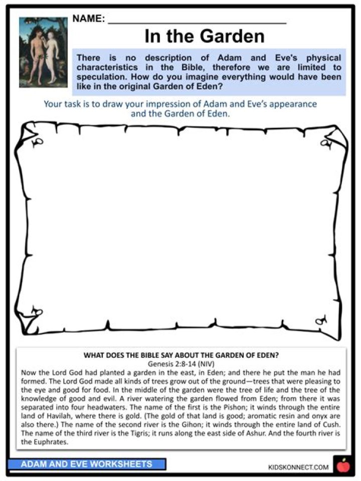 Free Adam and Eve Worksheets PDF for Kids