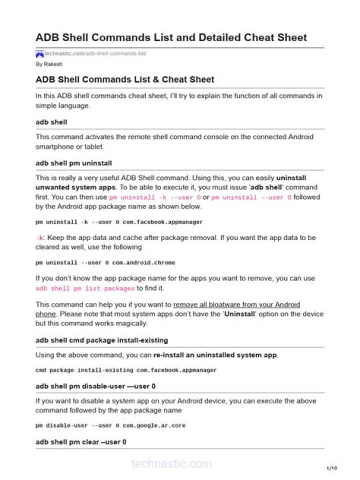 List PDF of ADB Shell Commands – Quick Reference Guide