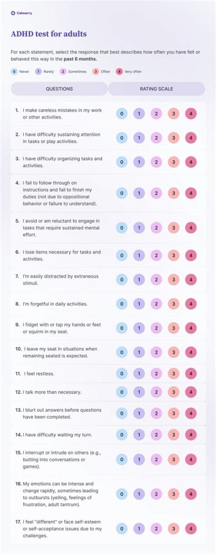 Add Self-Assessment Test for Adults: Download PDF
