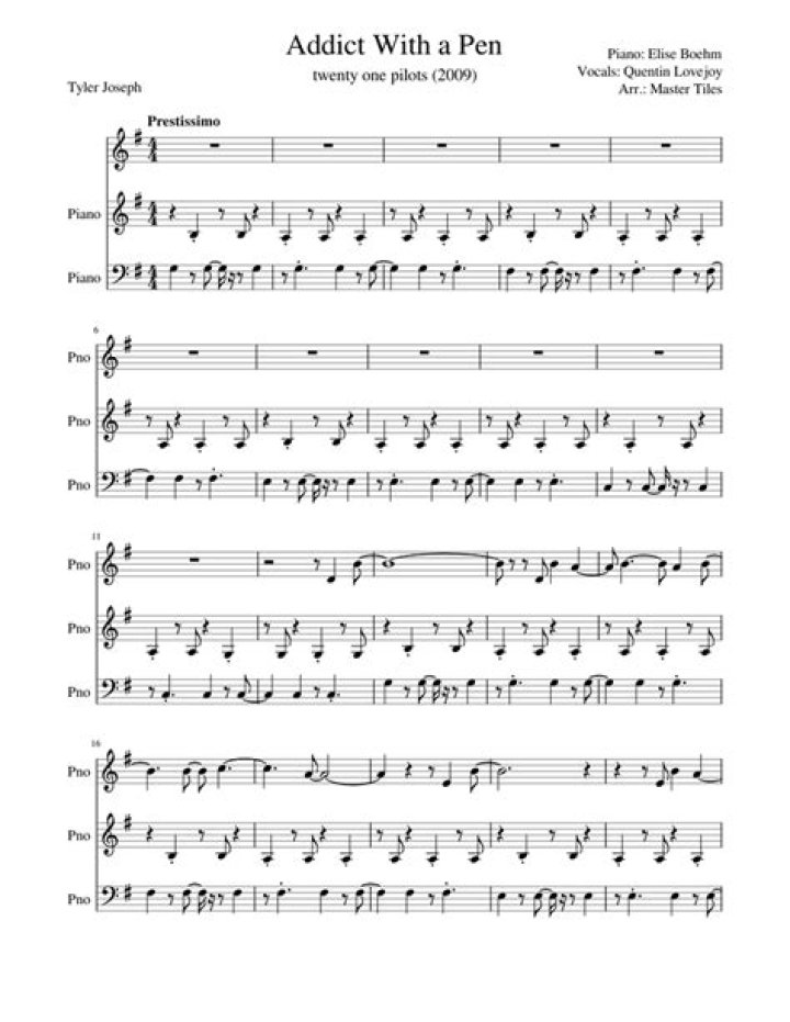 Download Free Addict with Pen Piano Sheet Music PDF Now