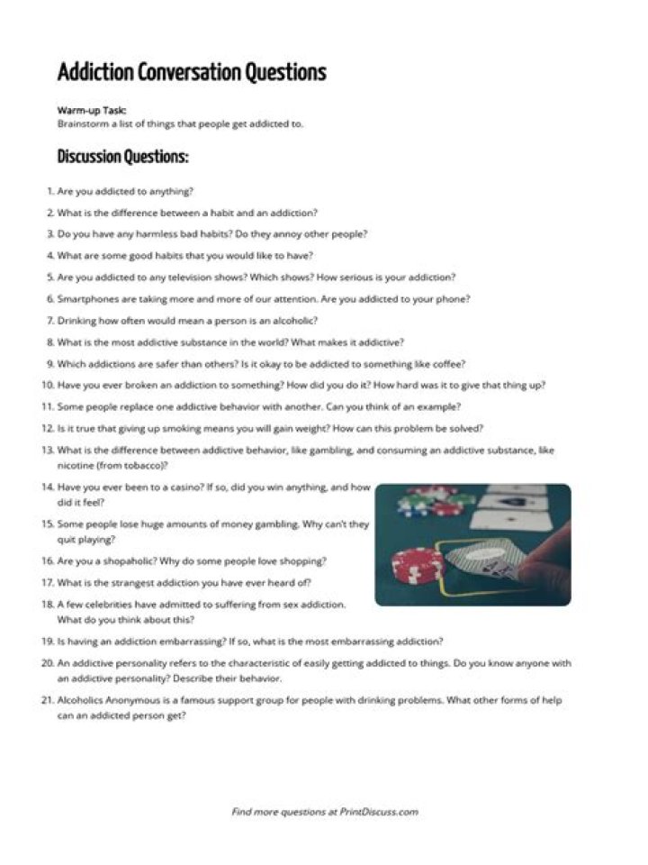 Essential Addiction Discussion Questions PDF for Insightful Conversations
