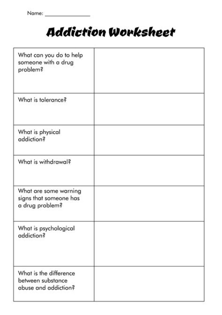 Free Addiction Worksheets PDF for Recovery and Treatment