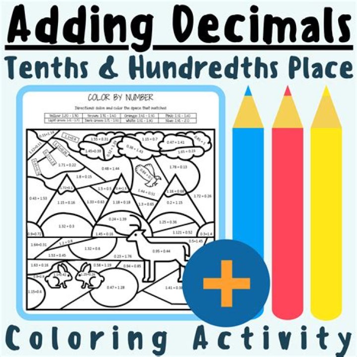 Free Adding and Subtracting Decimals Coloring Worksheet PDF