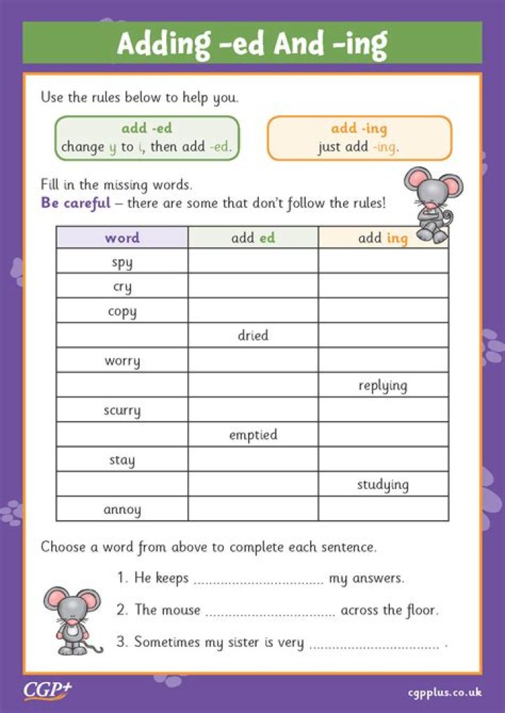 Add Ed and Ing Worksheets PDF: Easy Grammar Practice for Students