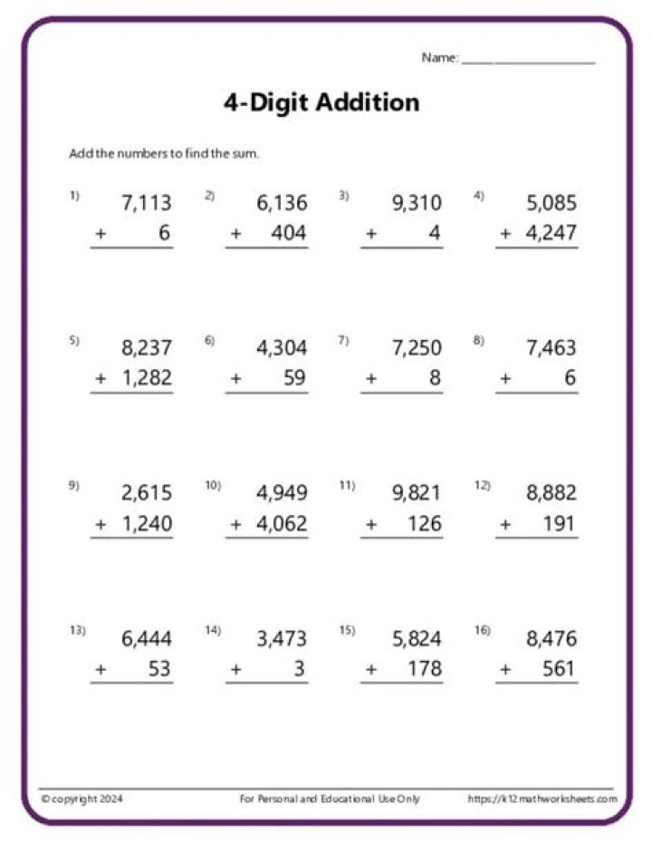 Add Worksheets PDF: Easy Printable Templates for Home & School