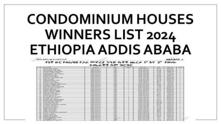 Addis Ababa City Admin Condominium Winners List PDF Released