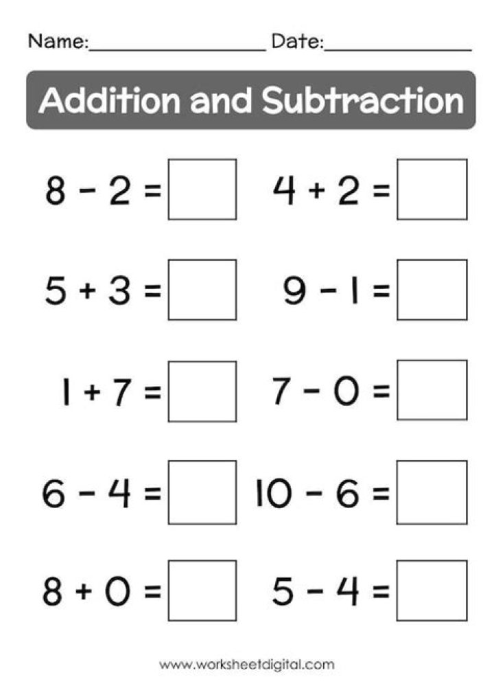 Free Addition and Subtraction Kindergarten Worksheets PDF for Easy Math Practice