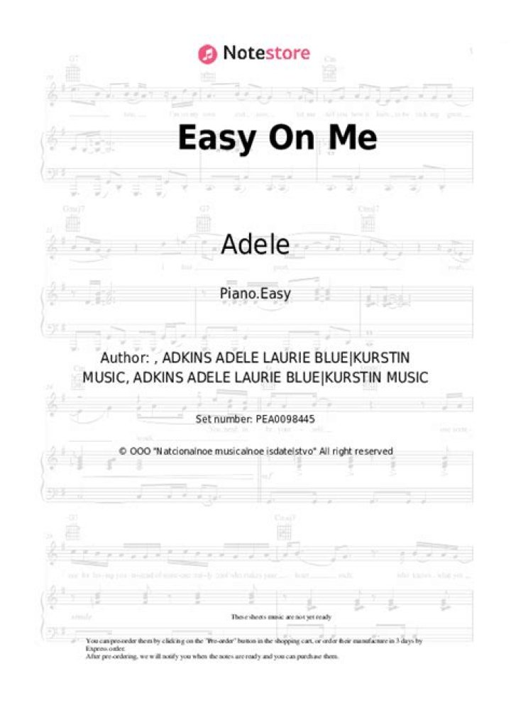 Adele Easy On Me Piano Sheet Music PDF – Easy to Play