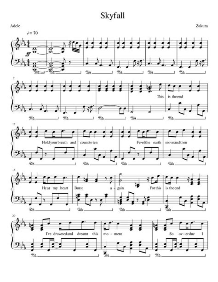 Adele Skyfall Piano Sheet Music PDF – Free Download