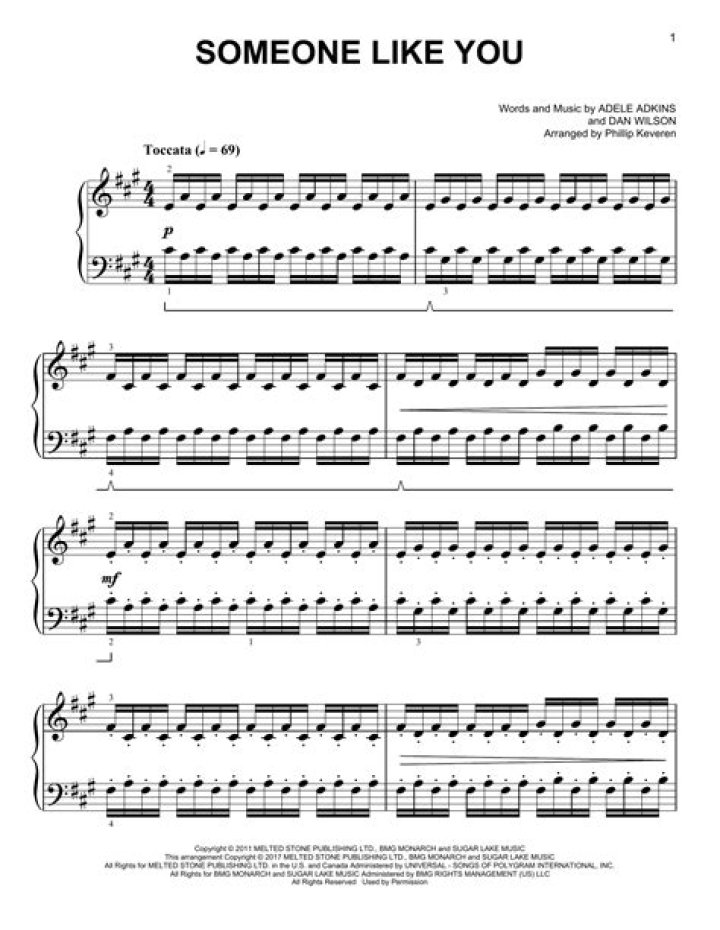 Adele Someone Like You Piano Sheet Music in PDF