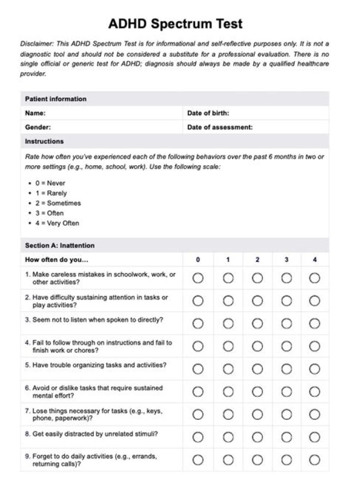 ADHD PDF Test: Quick Free Screening & Results