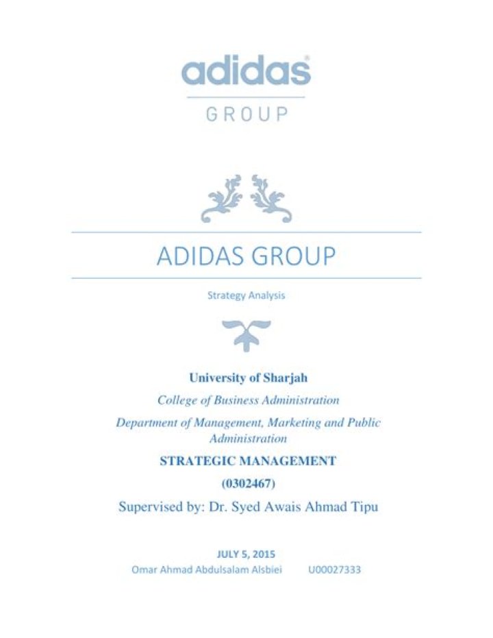 Adidas Strategic Management Analysis: PDF Insights & Strategy Framework