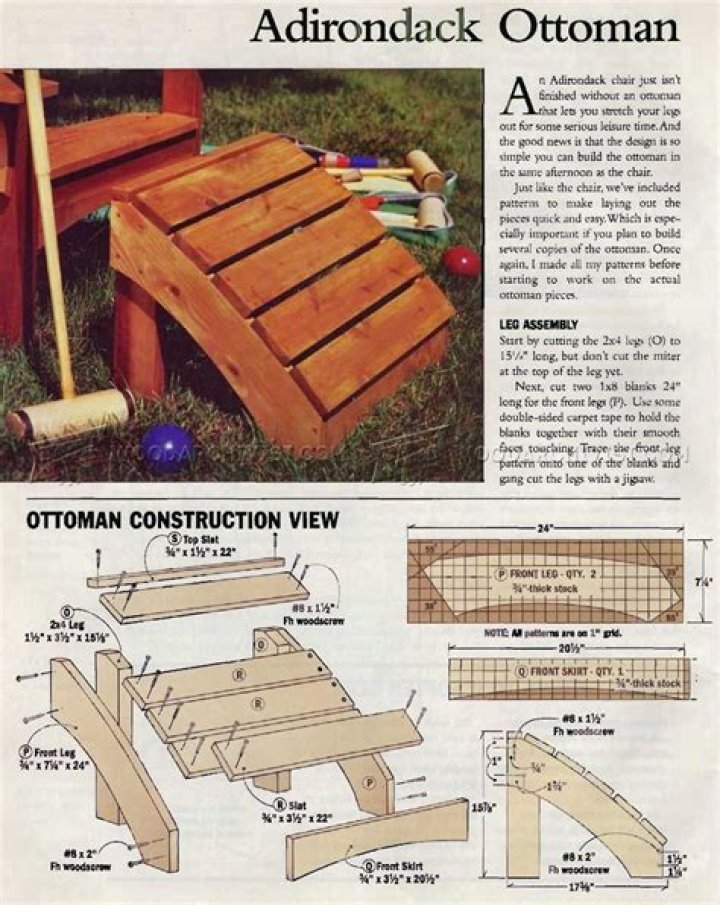 Adirondack Footstool Plans PDF – Free Downloadable Blueprints