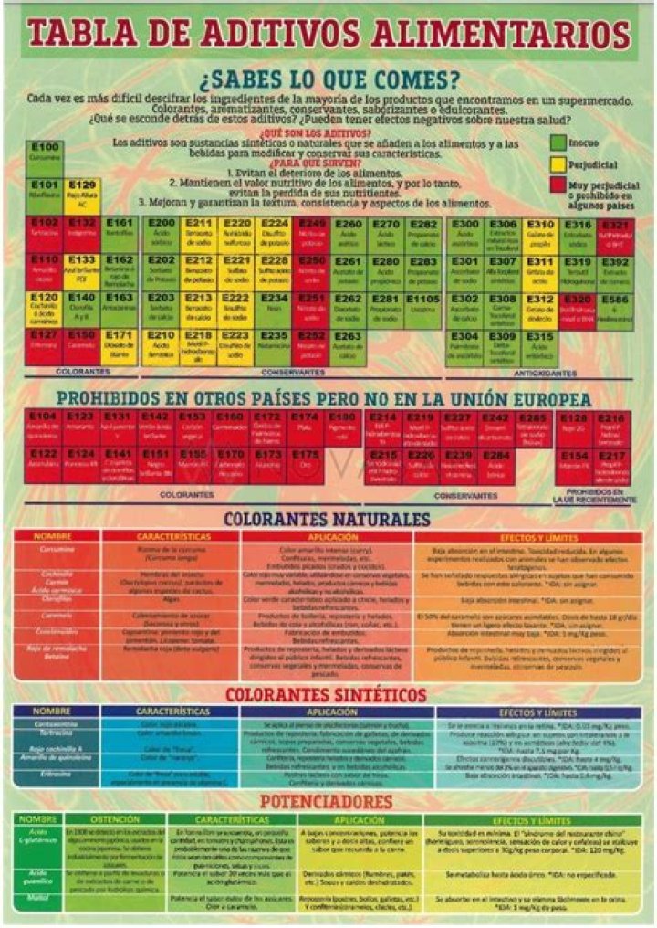 Lista Completa de Aditivos Alimentarios en PDF para Uso Profesional