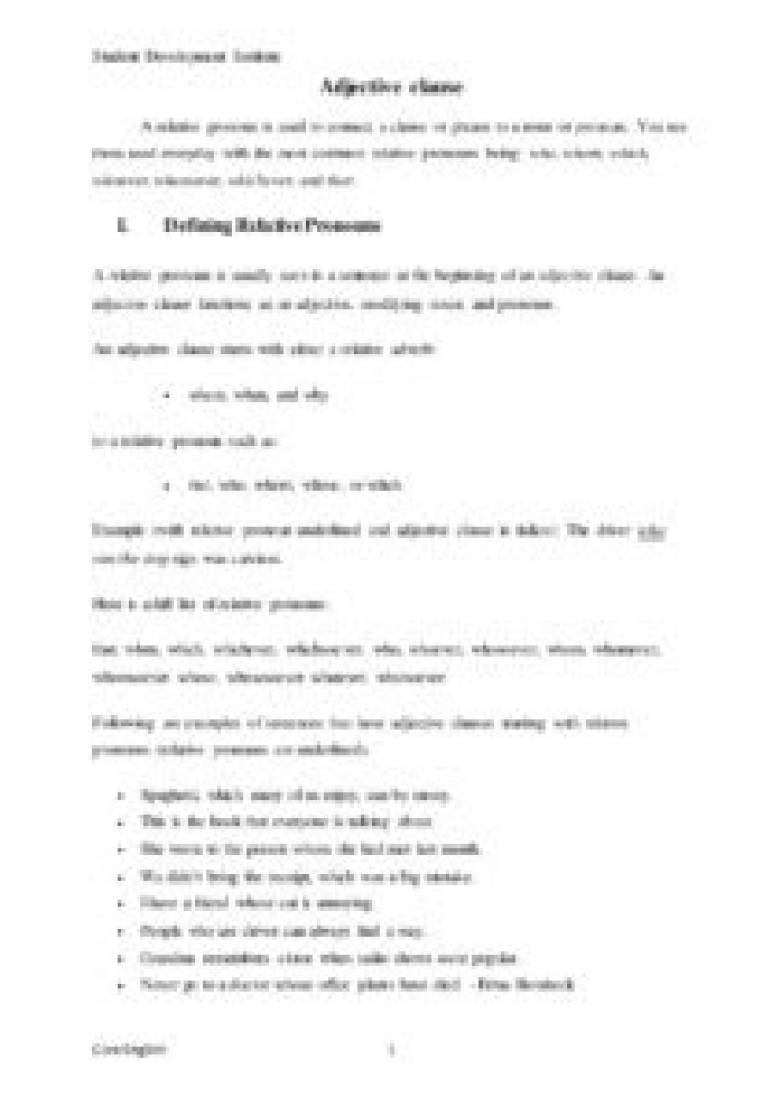 Adjective Clause Worksheet: Combine Sentences & Build Perfect Grammar PDFs