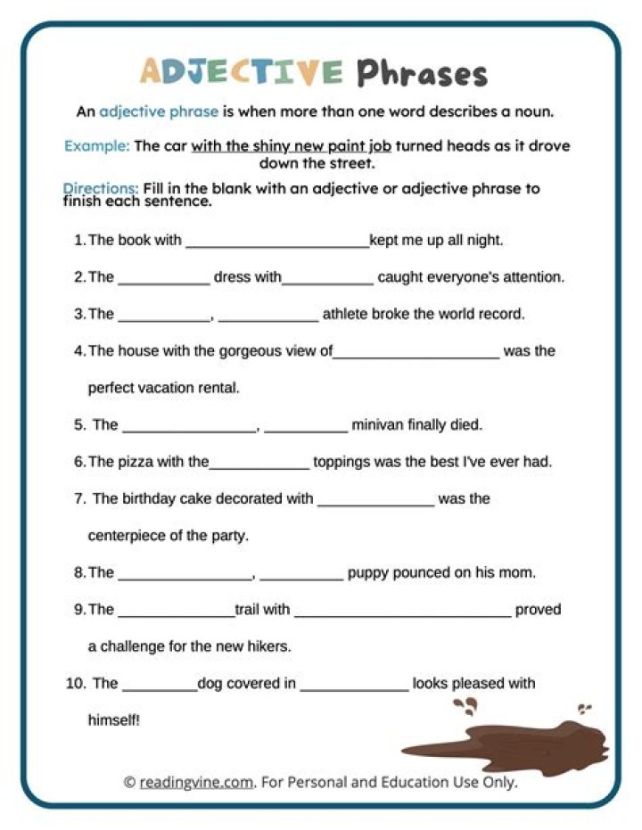Adjective Phrase Test PDF: Improve Your Writing Skills