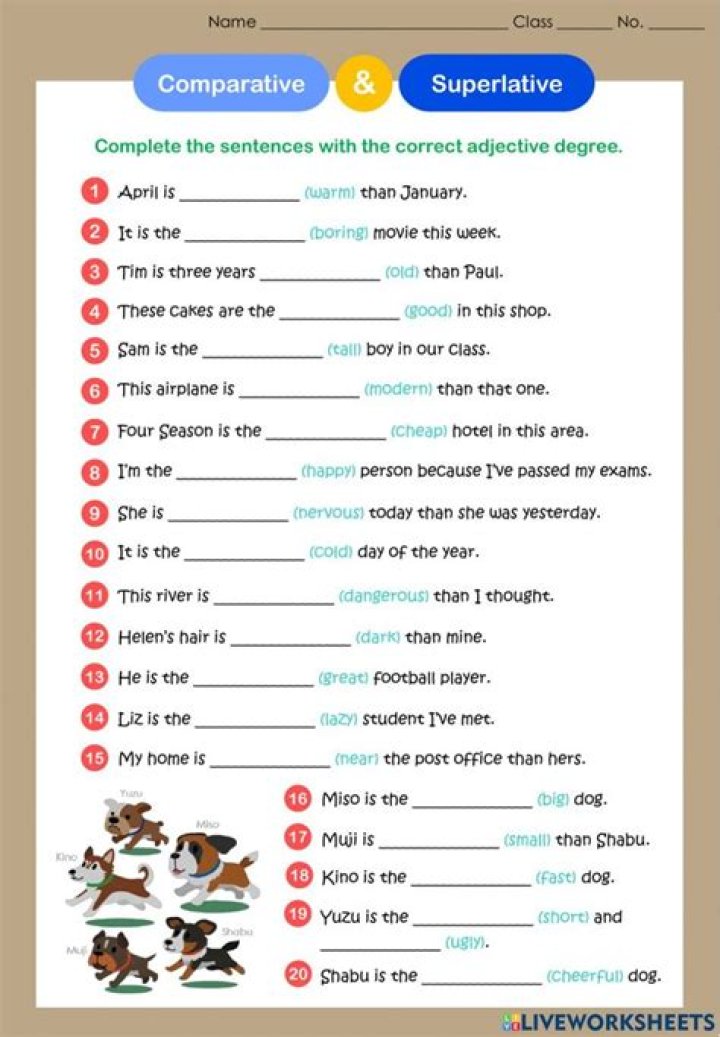 Adjectives Comparatives and Superlatives Test PDF: Practice & Mastery