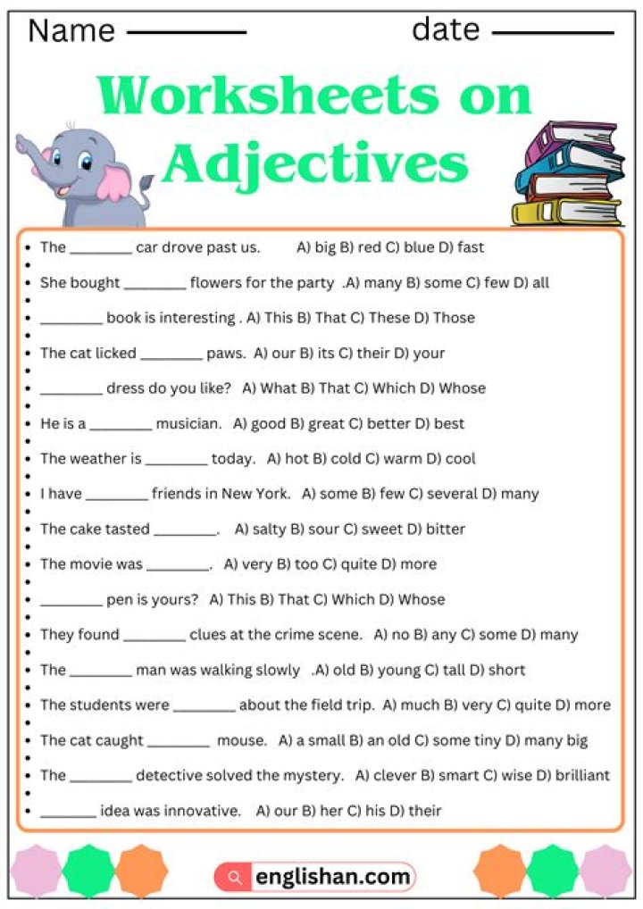 Adjectives Exercises with Answers PDF – Master Grammar Fast