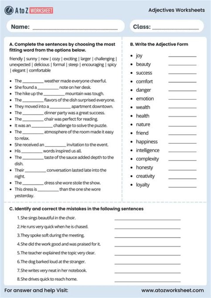 Essential Adjectives Questions and Answers PDF Guide