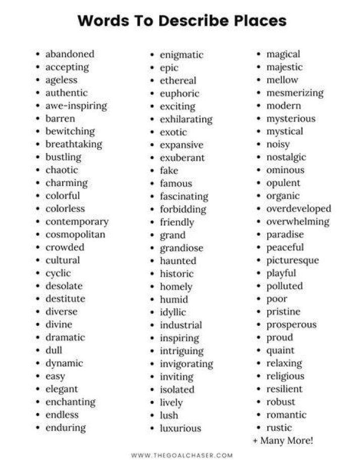 Top Adjectives to Describe Places – Free PDF List