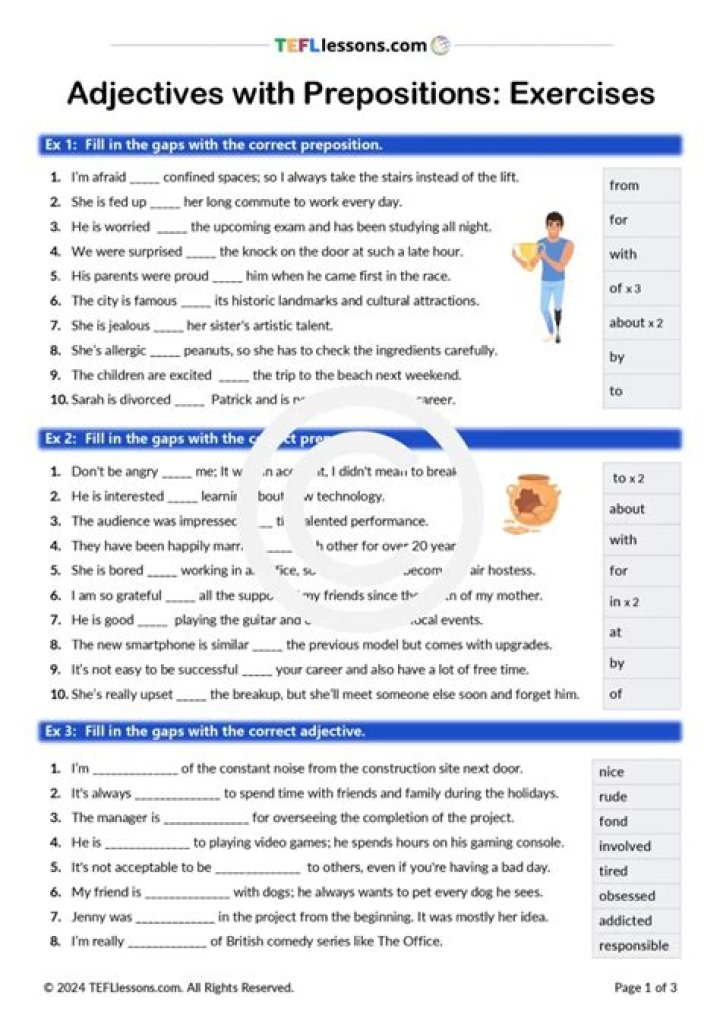 Adjectives with Prepositions Exercises with Answers PDF – Instant Practice