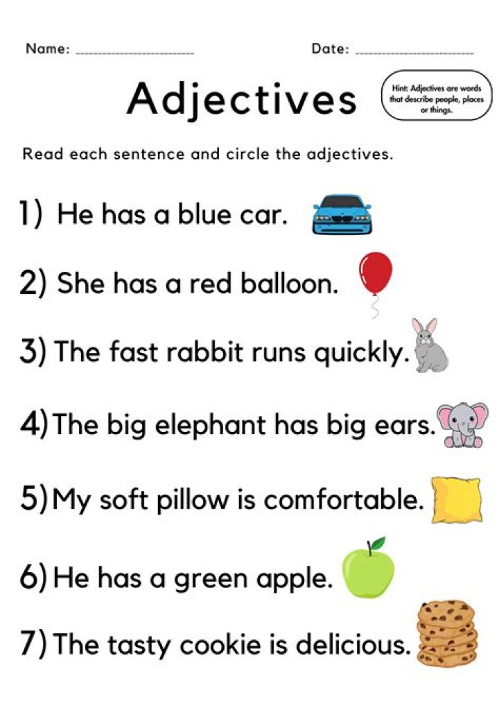 Free Adjectives Worksheets PDF for Instant Download