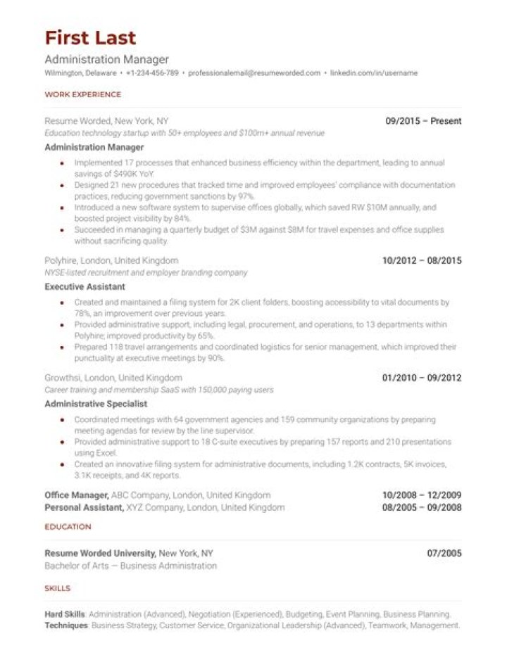 Admin Manager Resume PDF for Hiring Managers