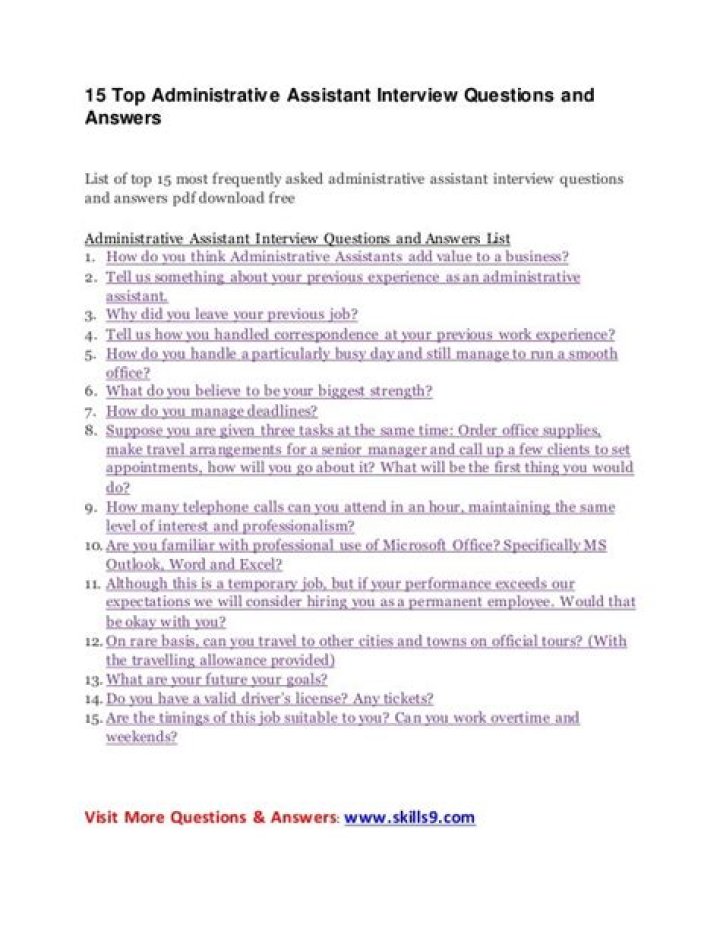 Top Administrative Assistant Interview Questions PDF for Success