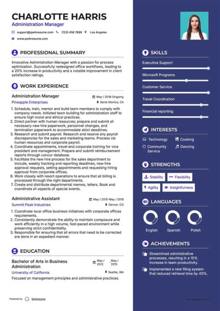 Administrative Manager Resume PDF Template – Download Professional Resume