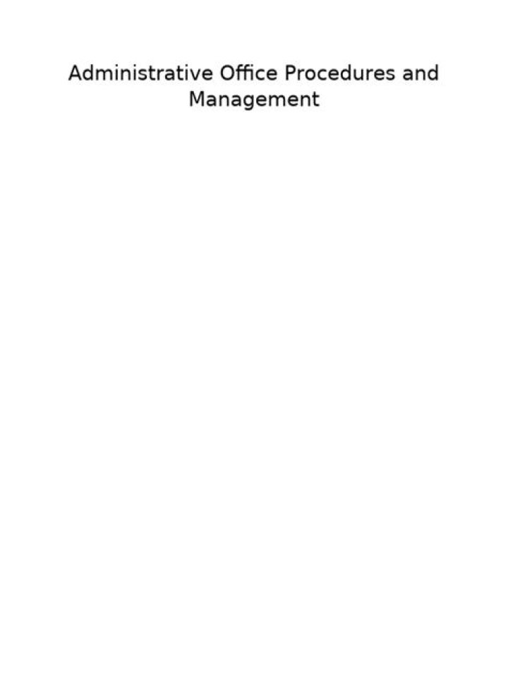 Administrative Office Procedures and Management PDF Guide