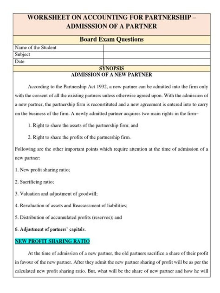 Admission of a Partner Questions & Answers PDF – Complete Guide