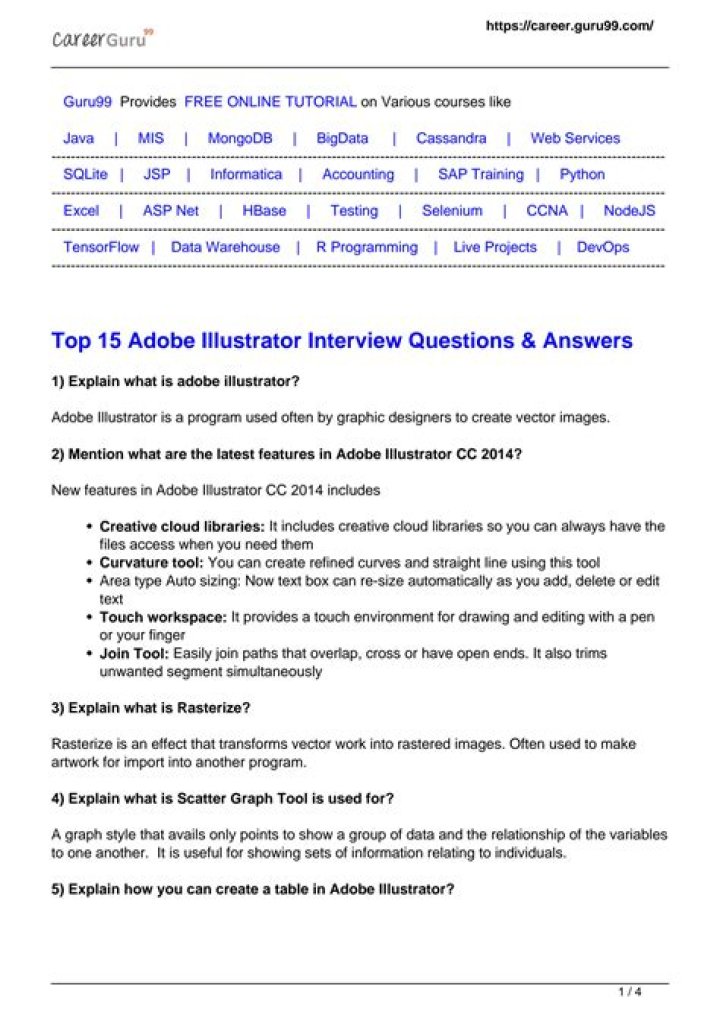 Top Adobe Illustrator Interview Questions & Answers PDF: Expert Prep Guide
