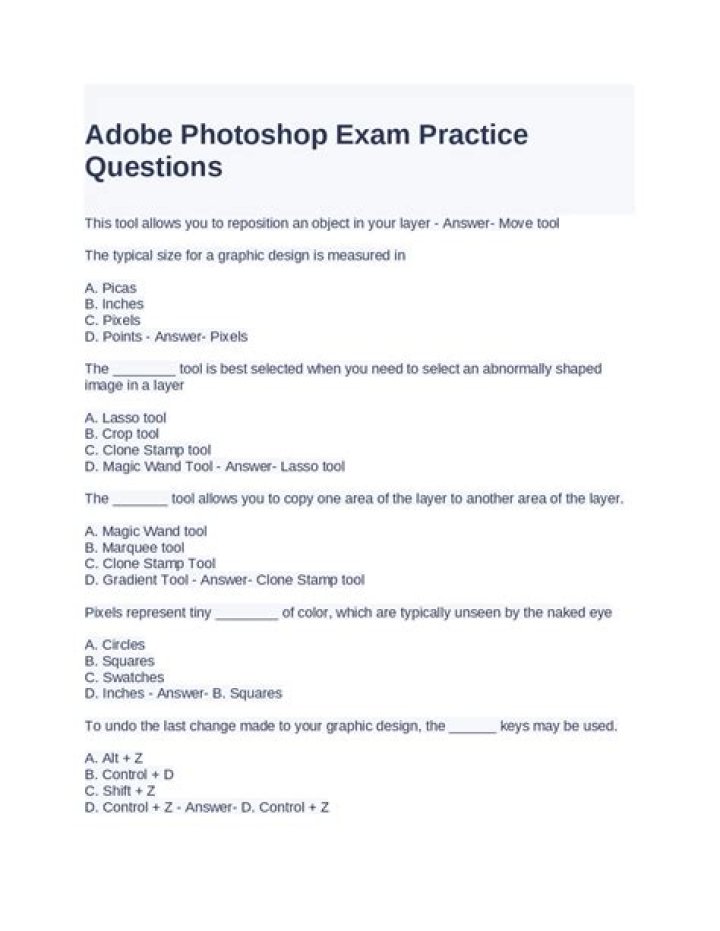 Adobe Photoshop Exam Questions and Answers PDF – Master Your Certification
