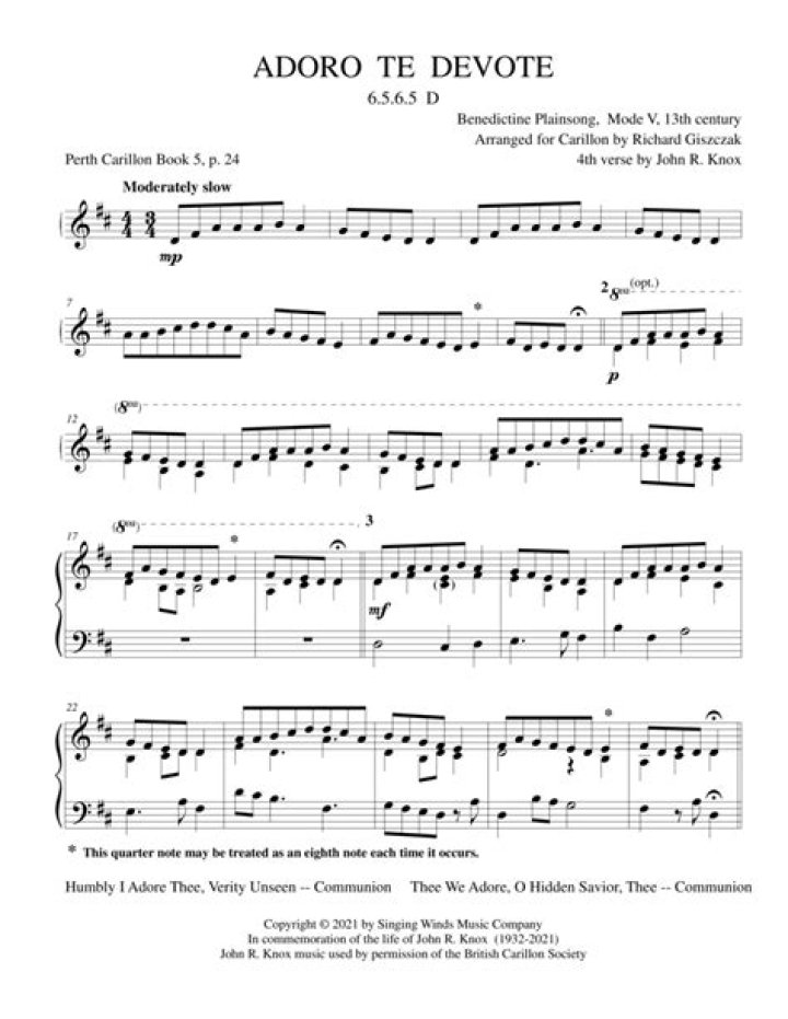 Adoro Te Defove Piano Sheet Music PDF Download