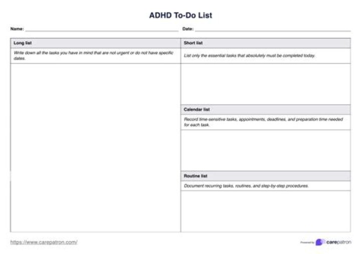 Adult ADHD Management Task List PDF – Download Free Printable Tool