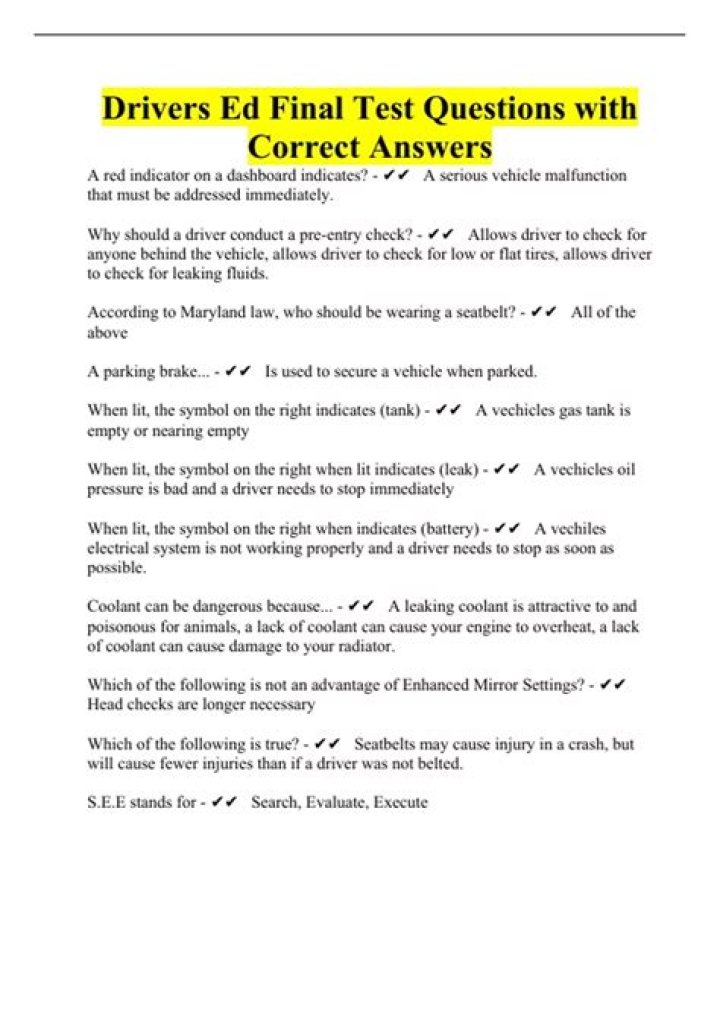 Adult Driver Final Test Key PDF – Official Pass Exam Score Sheet