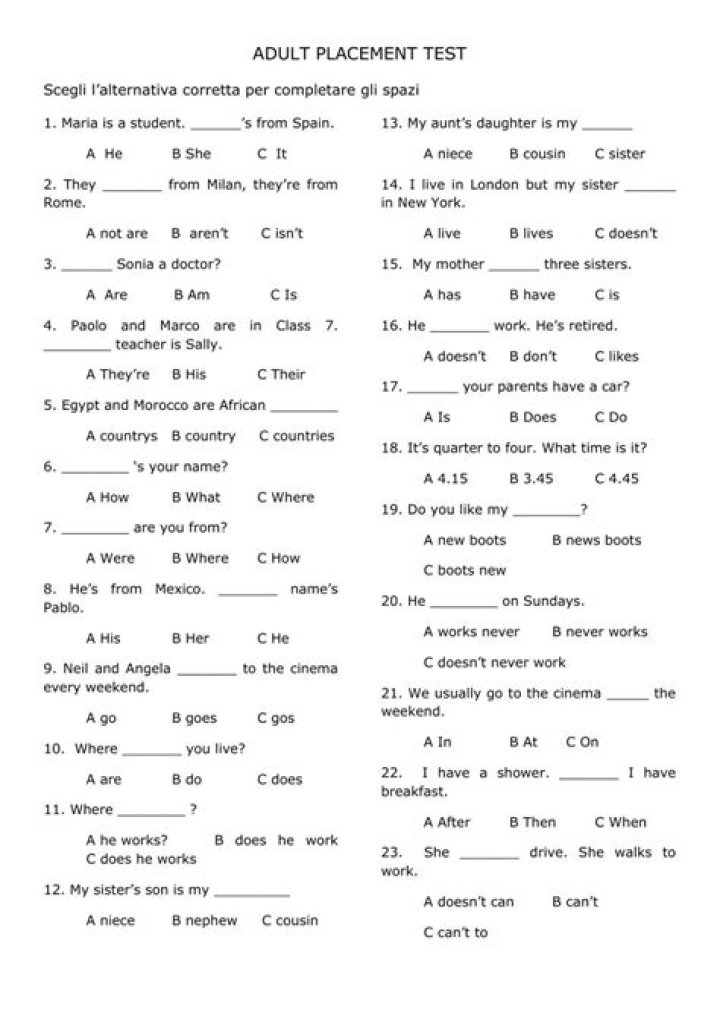 Adult ESL Citizenship Placement Test PDF – Practice Now