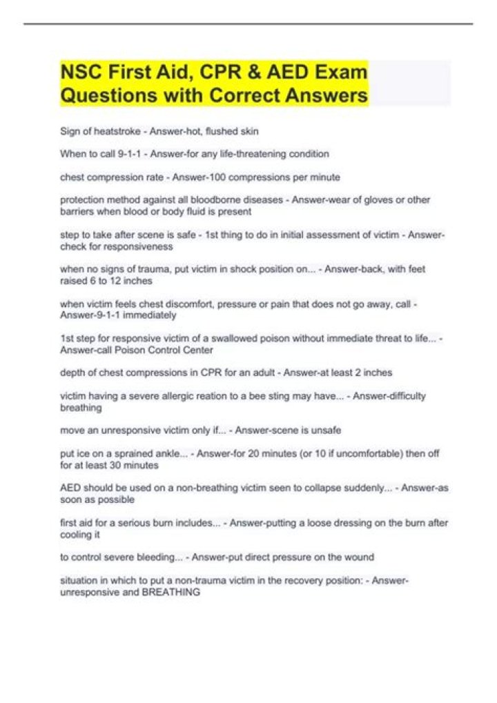 Adult First Aid CPR & AED Exam: Official Answers PDF with Step-by-Step Guide
