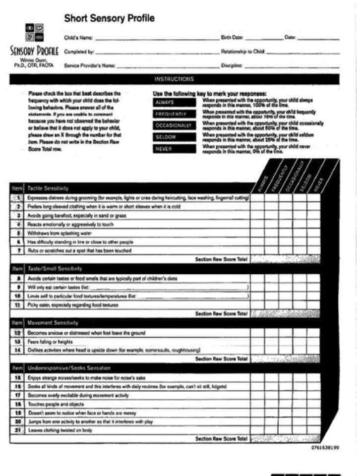 Adult Sensory Profile Scoring Sheet PDF – Comprehensive Evaluation Tool
