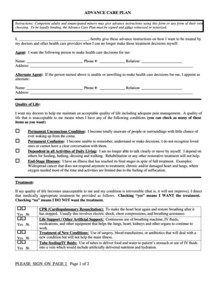 Download Free Advance Care Planning Form PDF
