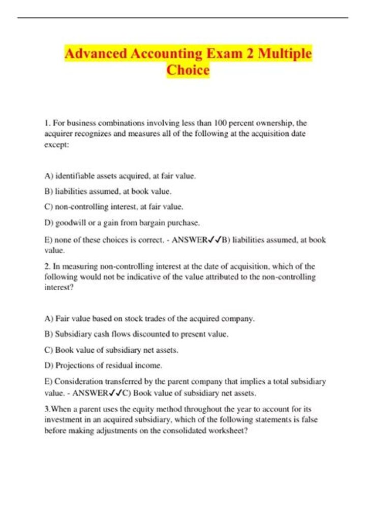 Advanced Accounting Exam Questions and Answers PDF – Master Your Exam